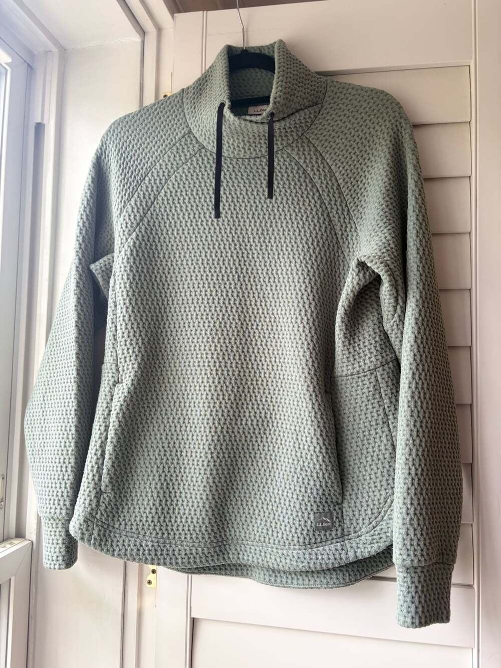 LL Bean Women's Ridgeknit Crossneck Pullover Textured Funnelneck